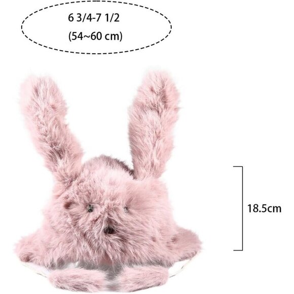 ? Iyoe Faux Fur Bunny Women Pink Cute Plush Rabbit Ears Winter Thick Cozy Hats main image 5